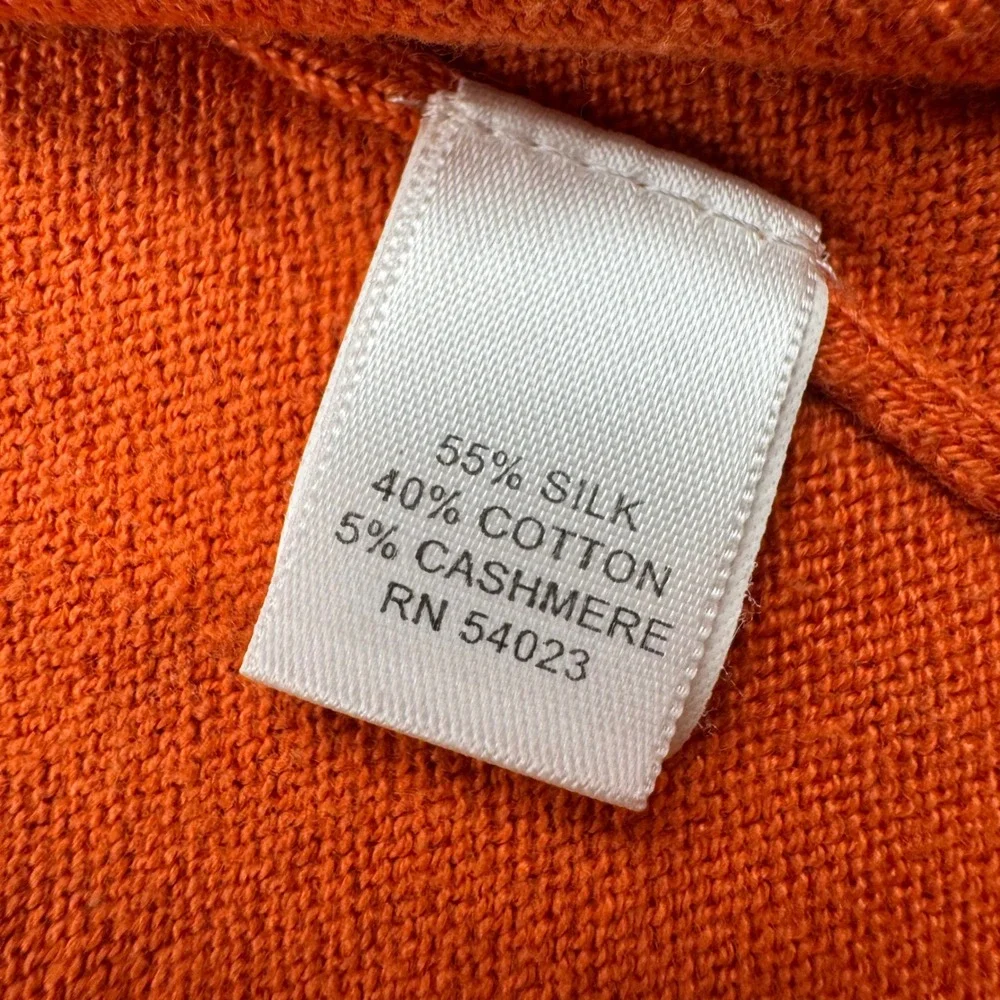 Banana Republic Cashmere Silk Sweater Mens Large Orange Argyle V-Neck 626345